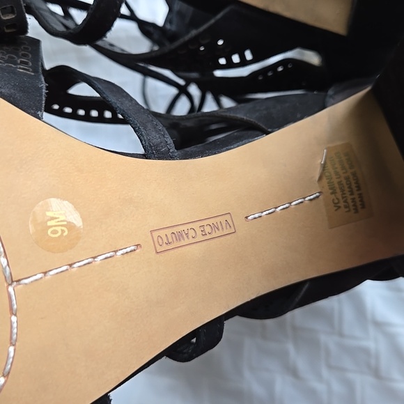 Vince Camuto Mindie Elegant Black Lace Up Heels Office Minimalist Summer Shoes - Picture 10 of 13